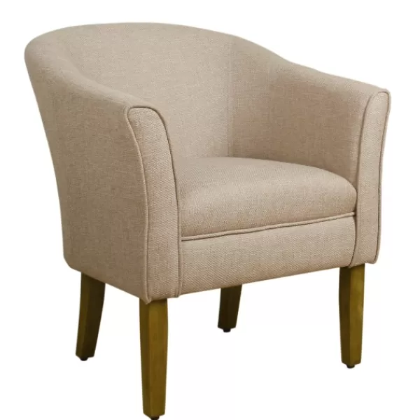 Accent Chairs-Kirkland's Home Flax Brown Modern Barrel Accent Chair Tan