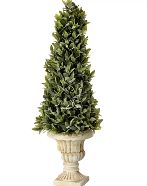 Trees & Topiaries-Kirkland's Home Flocked Sage Cone In Urn Arrangement, 24 In.