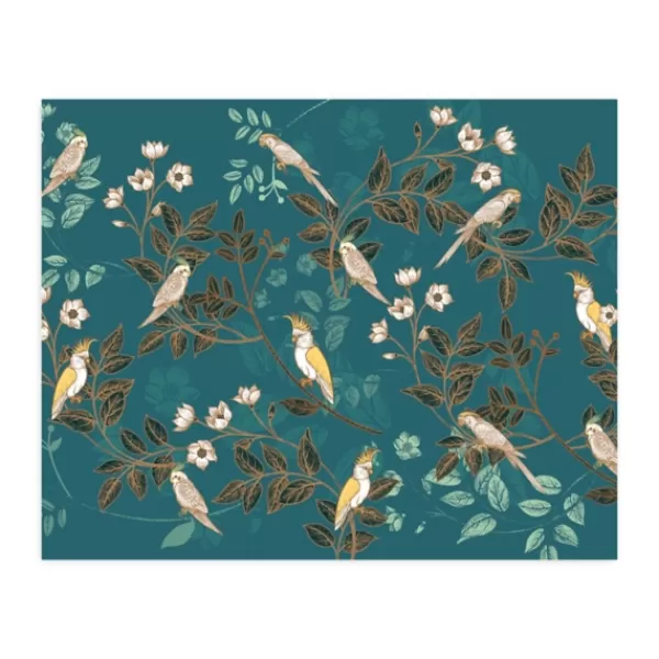 Wall Murals & Wall Decals-Kirkland's Home Floral Birds Peel And Stick Wall Mural Blue/Yellow