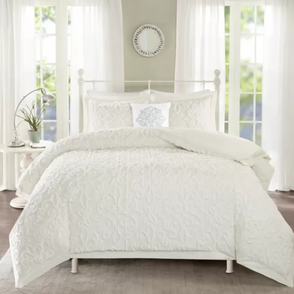 Comforters-Kirkland's Home Floral California King 4-Pc. Comforter Set White