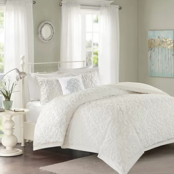 Comforters-Kirkland's Home Floral California King 4-Pc. Comforter Set White