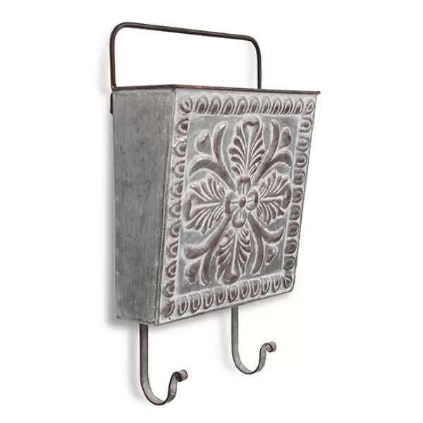 Wall Storage-Kirkland's Home Floral Embossed Metal Wall Pocket