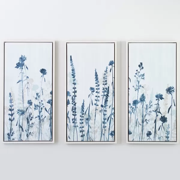 Canvas Art-Kirkland's Home Floral Framed Canvas Art Prints, Set Of 3 Blue