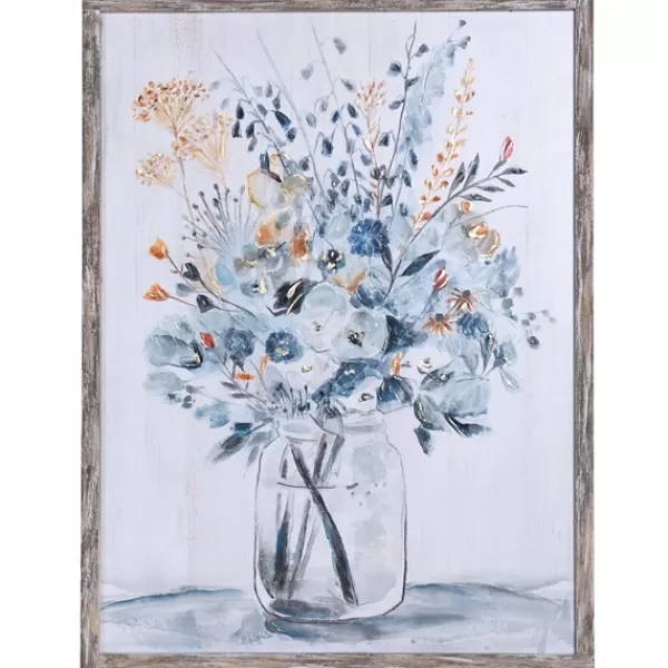 Framed Art-Kirkland's Home Floral In A Jar Ii Framed Wall Art Print Blue