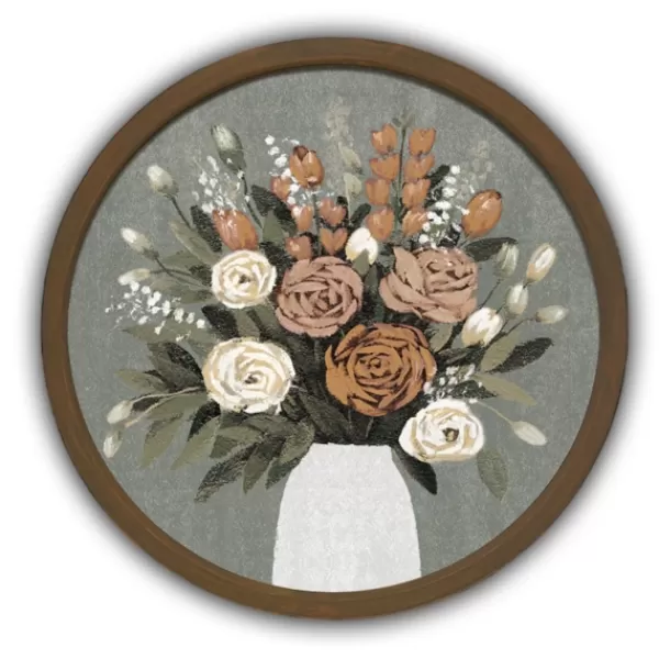 Framed Art-Kirkland's Home Floral Spice Bouquet Round Framed Print Brown