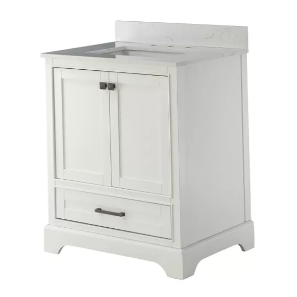 Bathroom Furniture-Kirkland's Home Florence Wood Backsplash Sink Vanity White