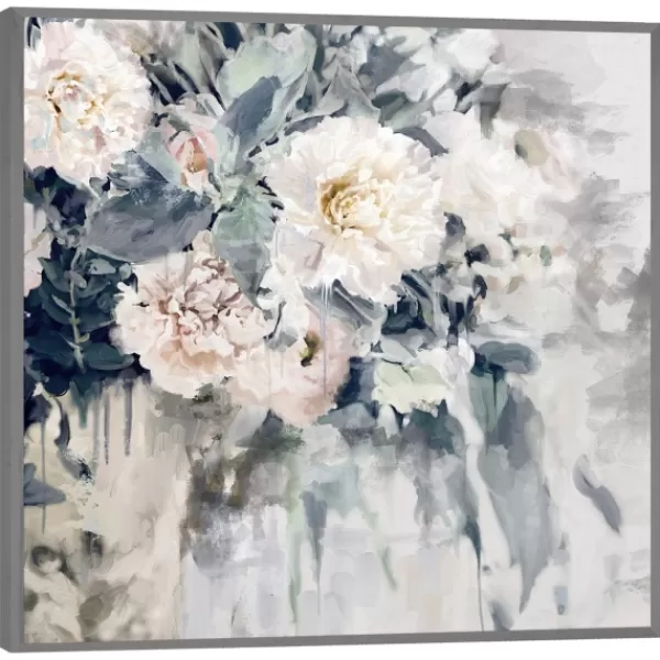 Canvas Art-Kirkland's Home Flower Impressions Framed Canvas Art Print Gray