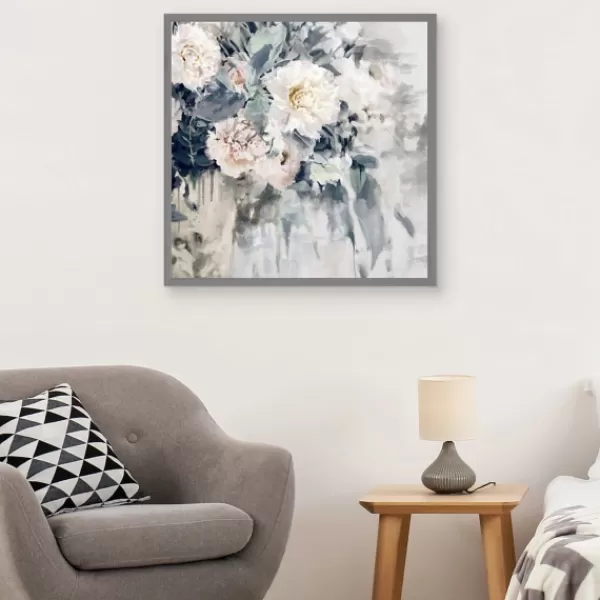 Canvas Art-Kirkland's Home Flower Impressions Framed Canvas Art Print Gray