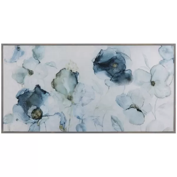 Framed Art-Kirkland's Home Flowering Indigo Floral Framed Art Print Blue/White/Black