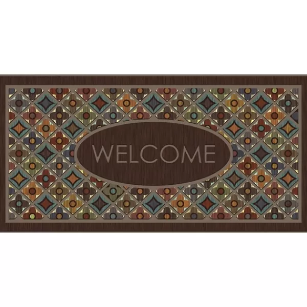 Doormats-Kirkland's Home Flowery Tiles Entry Doormat Brown