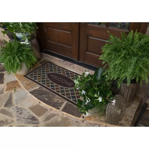 Doormats-Kirkland's Home Flowery Tiles Entry Doormat Brown