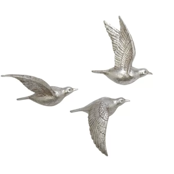 Wall Plaques-Kirkland's Home Flying Birds Wall Sculptures, Set Of 3 Silver