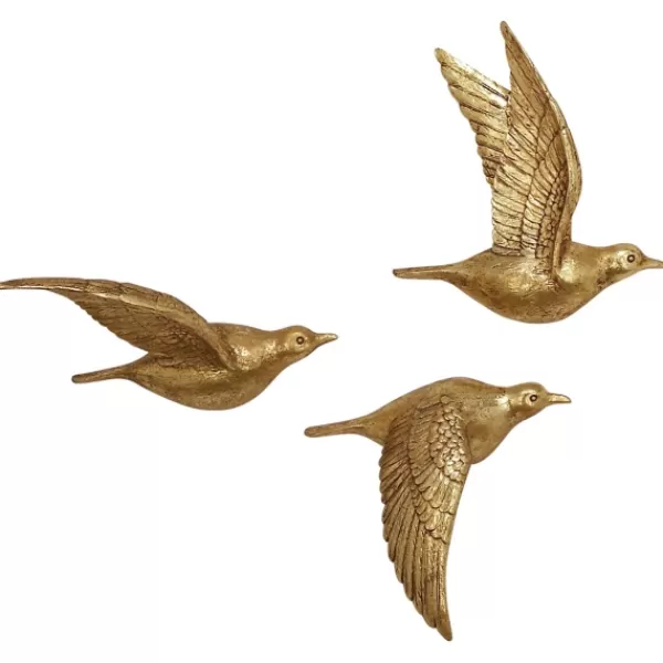 Wall Plaques-Kirkland's Home Flying Birds Wall Sculptures, Set Of 3 Gold