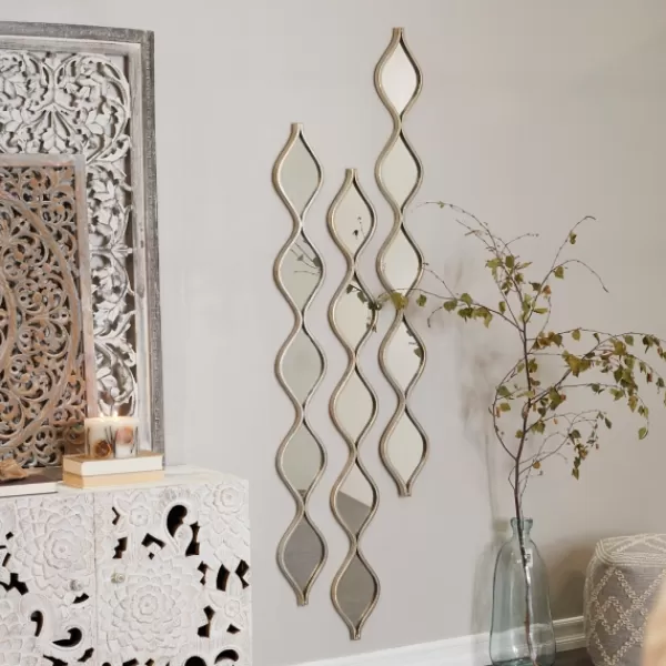 Decorative Mirrors-Kirkland's Home Foil Slim Stacked Teardrops Wall Mirror Silver