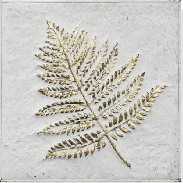 Wall Plaques-Kirkland's Home Foliole Relief Gold Leave Ii Wall Art White/Gold