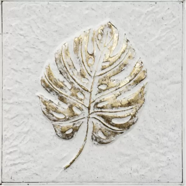 Wall Plaques-Kirkland's Home Foliole Relief Gold Leave Iii Wall Art White/Gold