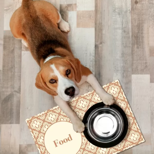 Kitchen & Floor Mats-Kirkland's Home Food And Water Bowl Floor Mat, 15X23 Tan