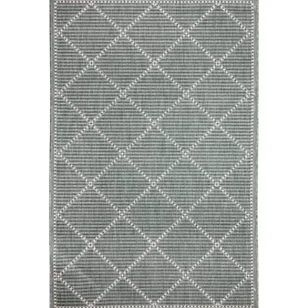 Outdoor Rugs-Kirkland's Home Forest Geo Lattice Outdoor Area Rug, 4X7 Green