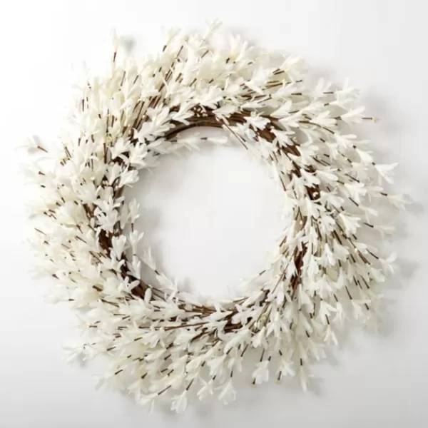 Wreaths-Kirkland's Home Forsythia Flowers Wreath White