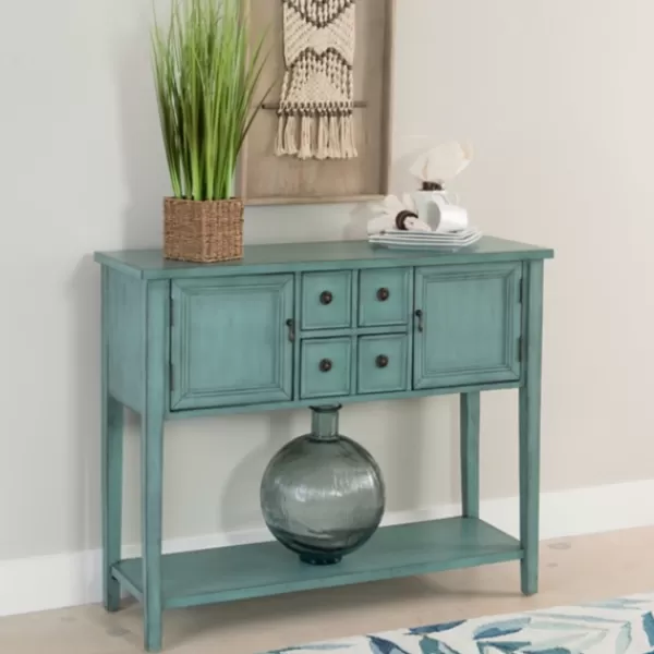 Console Tables-Kirkland's Home Franny Distressed Console Table Blue