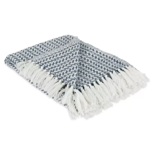 Blankets & Throws-Kirkland's Home French And White Arrowhead Throw Blue