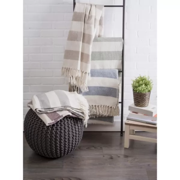 Blankets & Throws-Kirkland's Home French Cabana Stripe Throw Blue