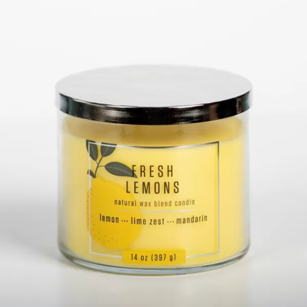 Candles-Kirkland's Home Fresh Lemons 14 Oz. Triple Wick Jar Candle Yellow