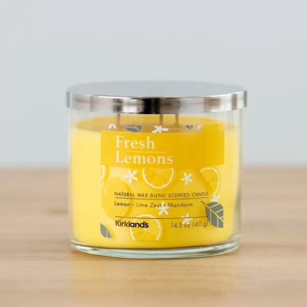 Candles-Kirkland's Home Fresh Lemons Triple Wick Jar Candle Yellow