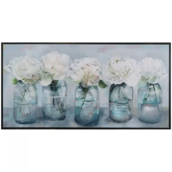 Framed Art-Kirkland's Home Fresh Picked Peonies Framed Art Print Green/White/Gray/Blue