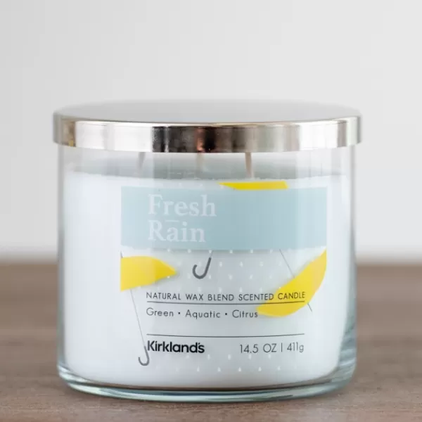 Candles-Kirkland's Home Fresh Rain Triple Wick Jar Candle White