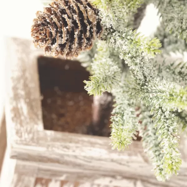 Trees & Topiaries-Kirkland's Home Frosted Pinecone Tree In Whitewash Planter, 18 In. Green/White/Brown