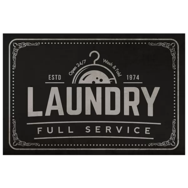 Kitchen & Floor Mats-Kirkland's Home Full Service Laundry Black Floor Mat, 24X36 Black/White