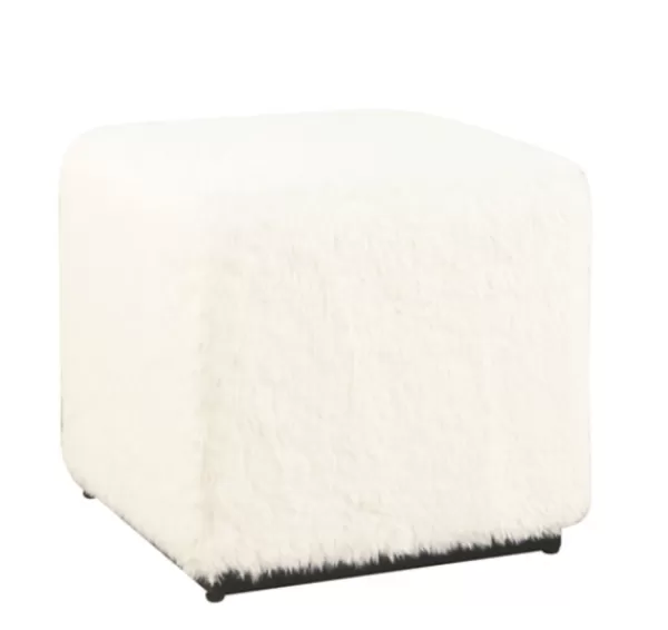 Benches & Ottomans-Kirkland's Home Fur Cube Ottoman White