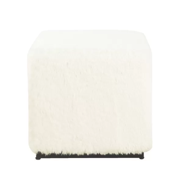 Benches & Ottomans-Kirkland's Home Fur Cube Ottoman White