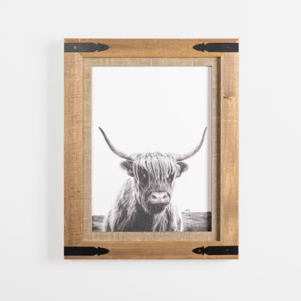 Framed Art-Kirkland's Home Furry Highland Cow Framed Art Print White/Black