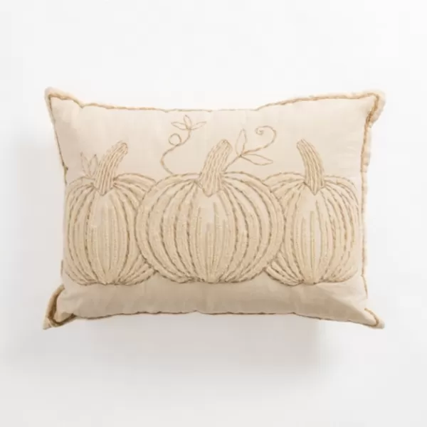 Pillows-Kirkland's Home Fuzzy Pumpkin Trio Lumbar Pillow Tan/Ivory