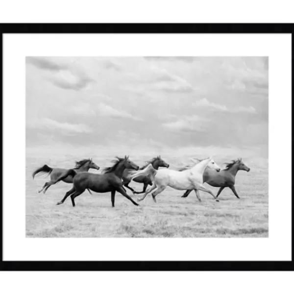 Framed Art-Kirkland's Home Galloping Wild Horses Framed Wall Art Black/White