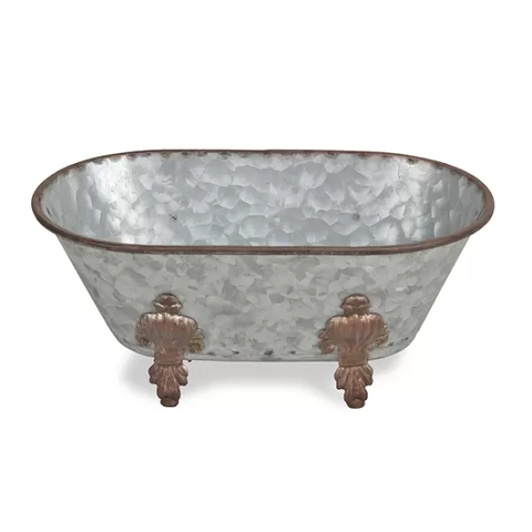 Baskets & Boxes-Kirkland's Home Galvanized Decorative Bathtub Silver