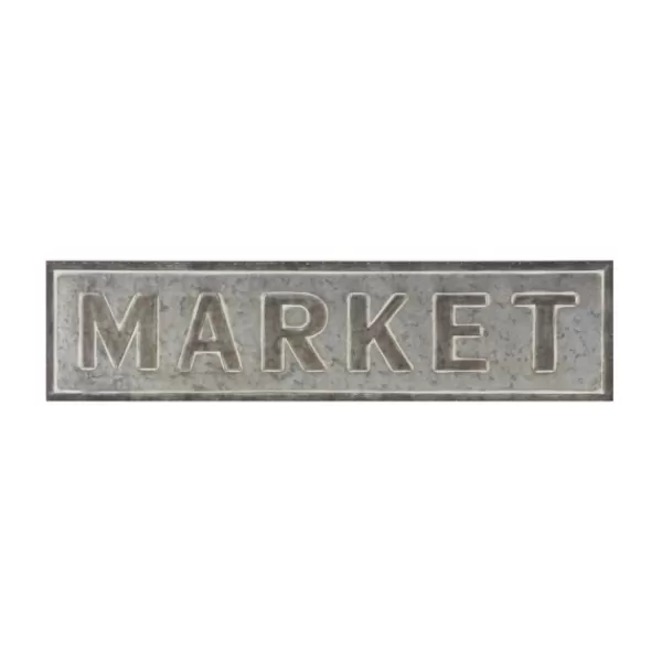 Wall Quotes & Signs-Kirkland's Home Galvanized Iron Market Wall Sign Silver