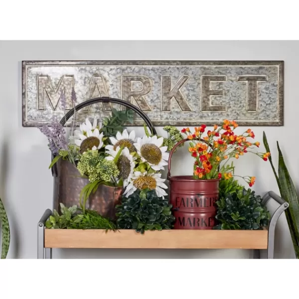 Wall Quotes & Signs-Kirkland's Home Galvanized Iron Market Wall Sign Silver