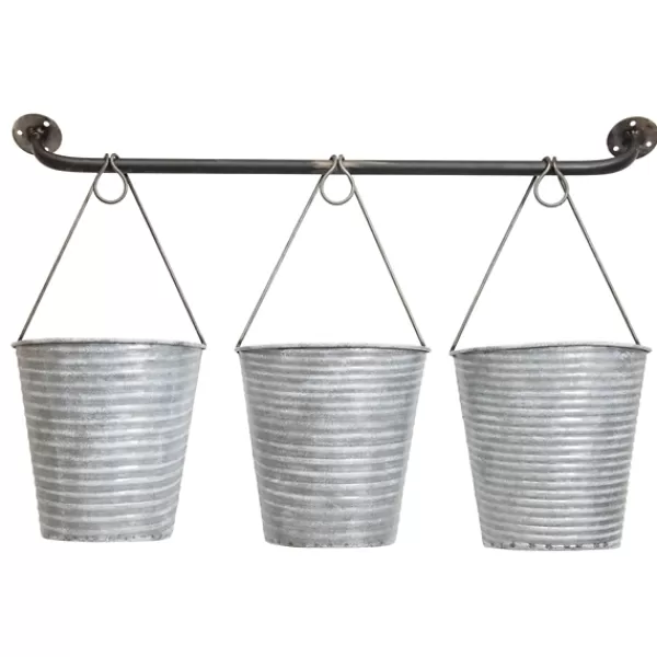 Wall Storage-Kirkland's Home Galvanized Silver Bucket Wall Planters