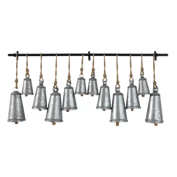 Decorative Accents-Kirkland's Home Galvanized Triangle Bells Wall Plaque Silver