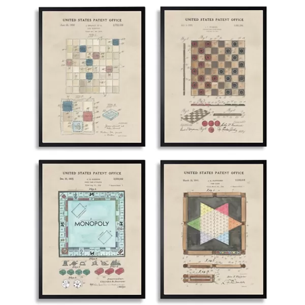 Framed Art-Kirkland's Home Game Boards Patents Framed Art Prints, Set Of 4 Brown/Multi