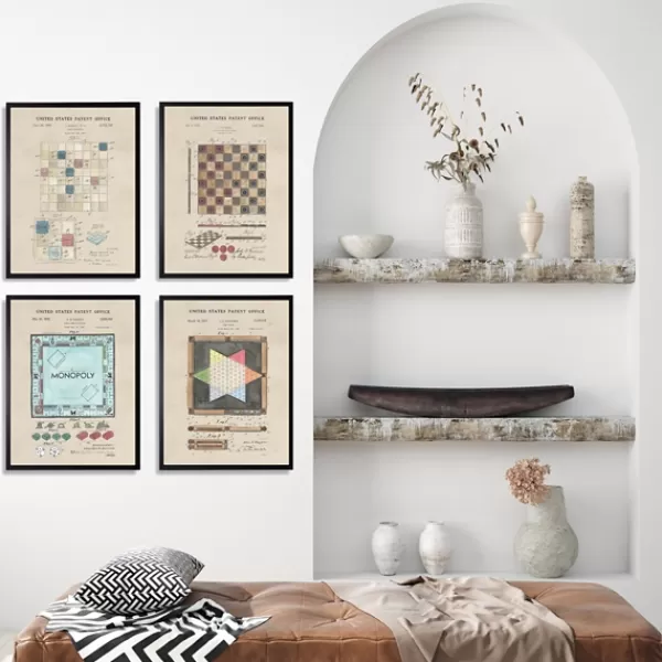 Framed Art-Kirkland's Home Game Boards Patents Framed Art Prints, Set Of 4 Brown/Multi