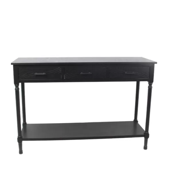 Console Tables-Kirkland's Home Geo 3-Drawer Console Table Black