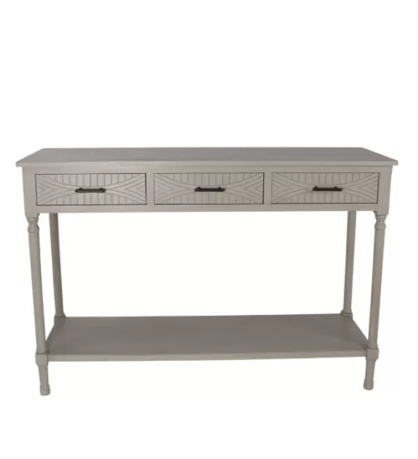 Console Tables-Kirkland's Home Geo 3-Drawer Console Table Gray