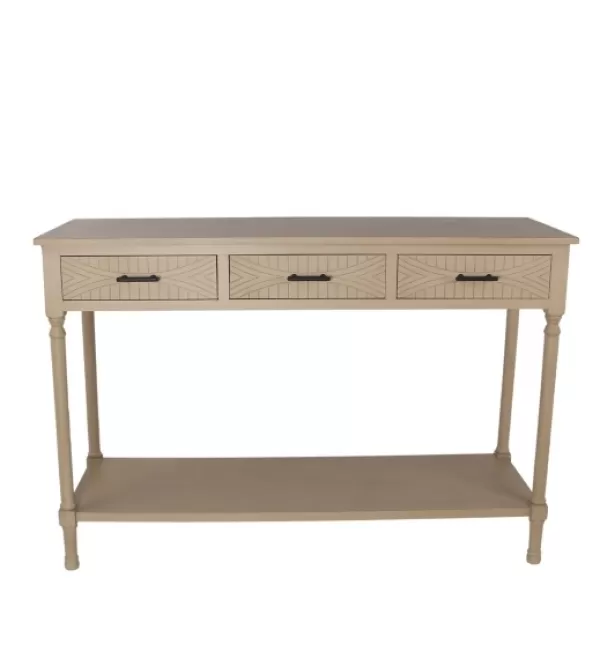 Console Tables-Kirkland's Home Geo 3-Drawer Console Table Tan