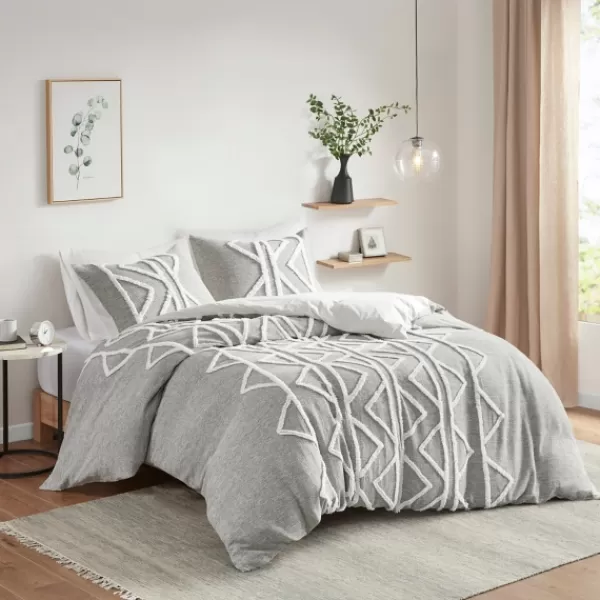 Comforters-Kirkland's Home Geometric 3-Pc. California King Comforter Set Gray