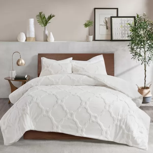 Comforters-Kirkland's Home Geometric California King 3-Pc Comforter Set White