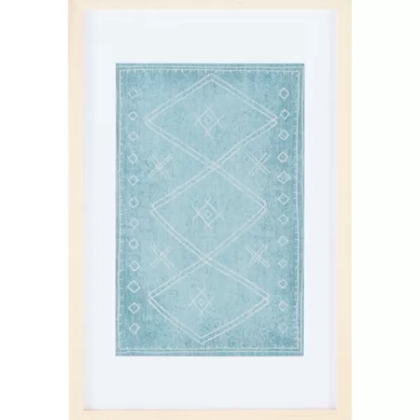 Wall Plaques-Kirkland's Home Geometric Framed Textile Wall Plaque Blue